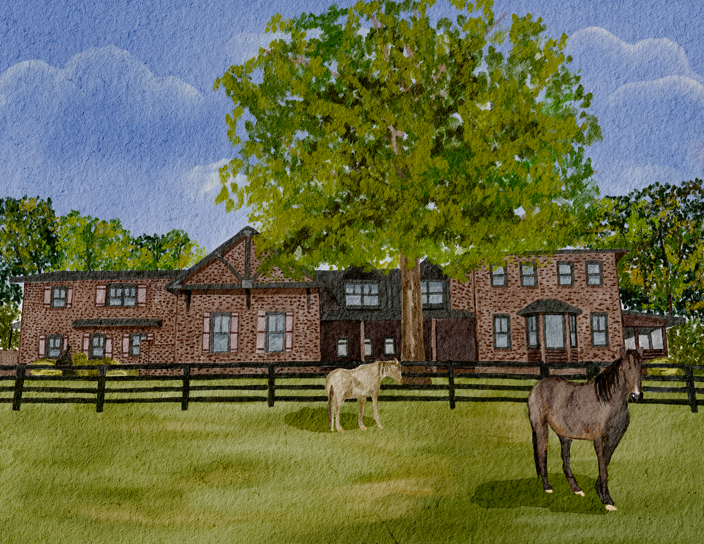 Custom Home with Landscape Print