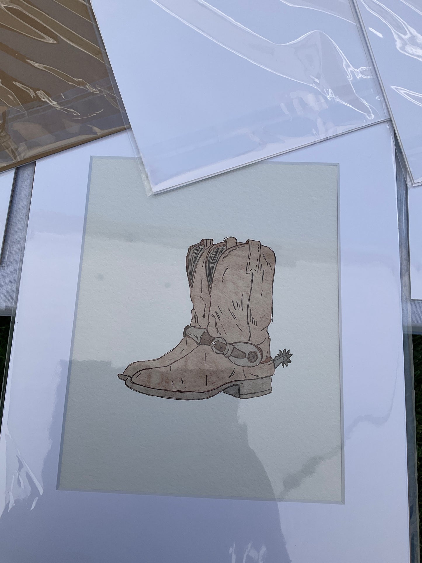 Red boots print