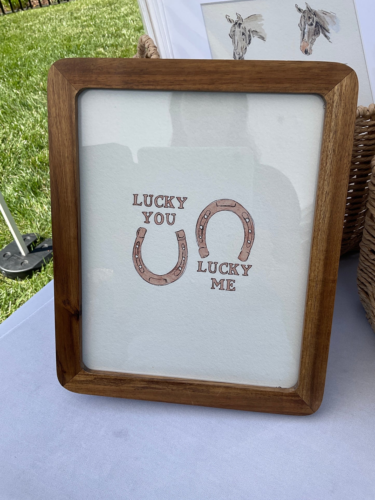 Lucky me lucky you horseshoe print