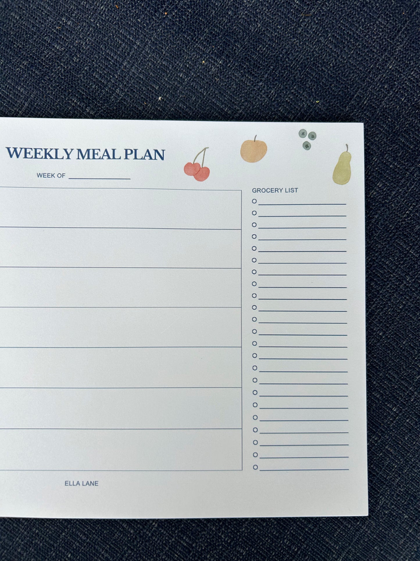 Weekly Meal Plan Note Pad