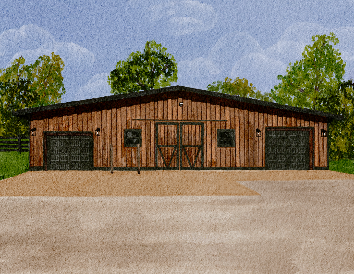 Custom Home with Landscape Print